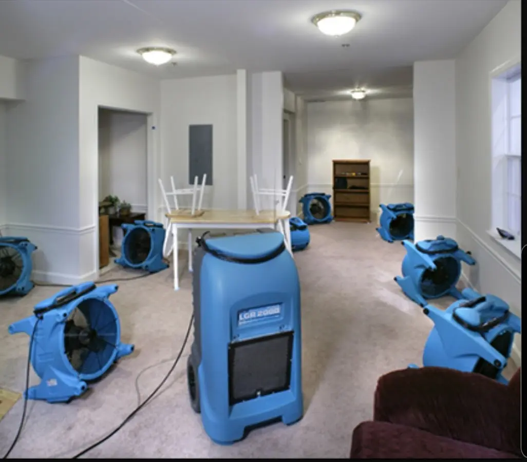 Air movers and dehumidifier setup for Water Extraction & Removal in Holmdel